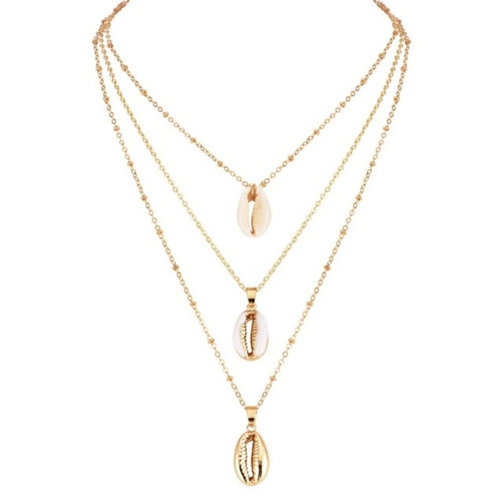 !!!!!5 for $25 Three Layer Gold Sea Shell Necklace - Picture 4 of 6